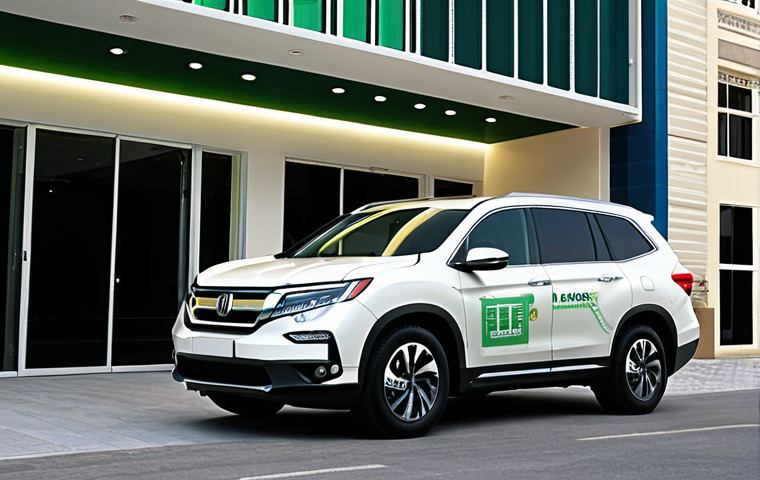**Prompt 1: "The Dream and the Dilemma"**
    A happy Arab individual stands proudly beside a brand new, gleaming Honda Pilot Hybrid, parked in front of a modern, upscale building in a bustling Gulf city. The car's sleek design and green accents highlight its efficiency and environmental appeal. Above the car, or as a subtle overlay, visualize a transparent, almost ethereal sphere containing intricate electronic circuits, a high-voltage battery, and a rising graph of costs, representing the "hidden insurance premiums" that cause a slight thoughtful or concerned expression on the owner's face, contrasting with their initial excitement. The lighting is bright and optimistic, but with a hint of contemplative shadow.