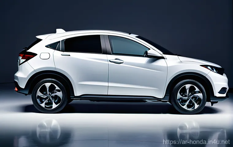 혼다 HR V 하이브리드 출시 소식 - A sleek, modern Honda HR-V e:HEV SUV, showcasing its bold front grille and elegant, flowing lines. T...