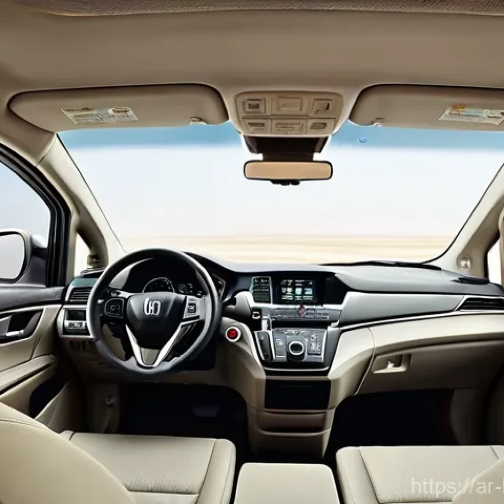 혼다 오디세이와 크라이슬러 퍼시피카 비교 - **Prompt:** A serene and spacious interior of a Honda Odyssey minivan, seen from the perspective of ...