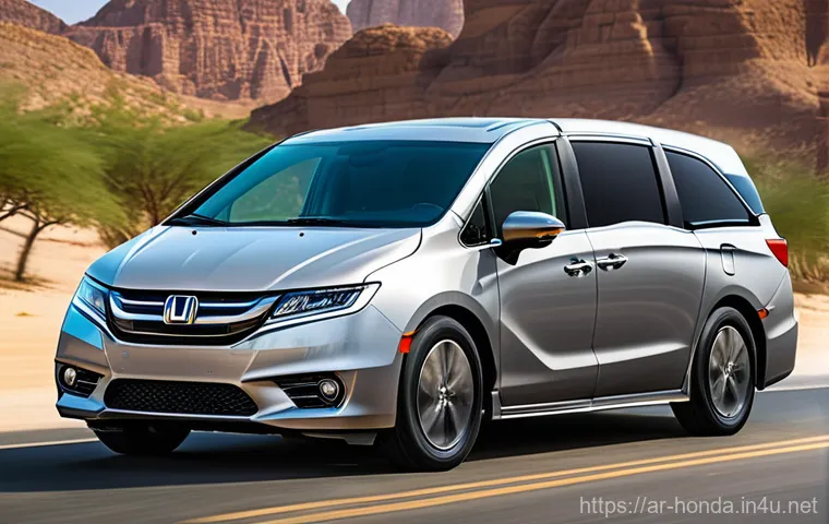 혼다 오디세이와 크라이슬러 퍼시피카 비교 - **Prompt:** The luxurious and high-tech rear interior of a Chrysler Pacifica minivan during a long f...