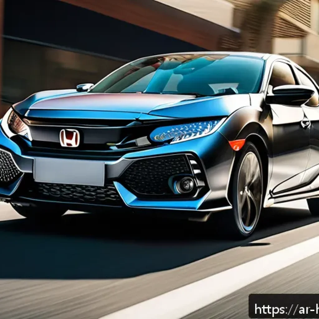 혼다 시빅 스포츠 모델 주행 성능 - A sleek Honda Civic Sport driving smoothly through a bustling Middle Eastern city street during the ...