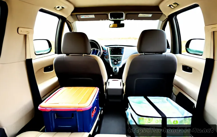 혼다 오디세이의 실내 공간 활용 - Photorealistic wide-angle view inside a premium modern family minivan with no visible badges, showca...